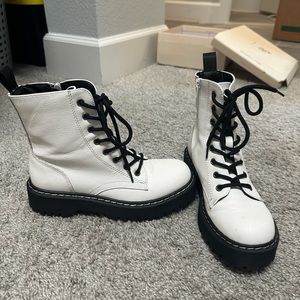 Sold: White doc Martin style combat boots